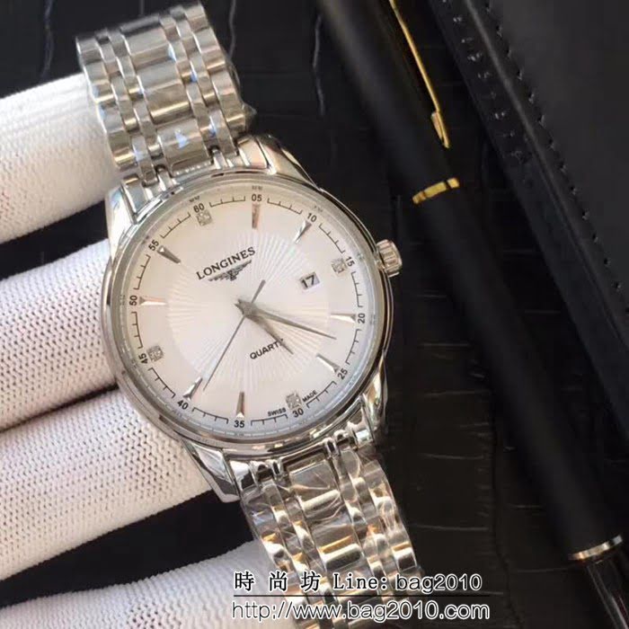 LONGINES浪琴 精鋼表殼 真皮錶帶 休閒商務男士腕表  WSS1571